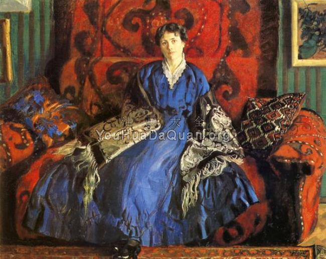 Portrait of Y.E. Kustodieva - 鲍里斯·克斯托依列夫